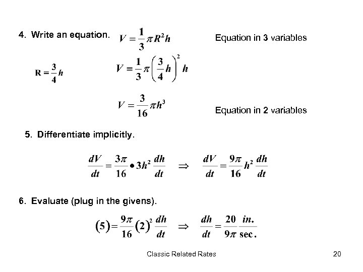 4. Write an equation. Equation in 3 variables Equation in 2 variables 5. Differentiate