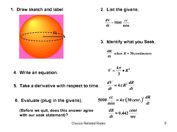 1. Draw sketch and label 2. List the givens. R 3. Identify what you