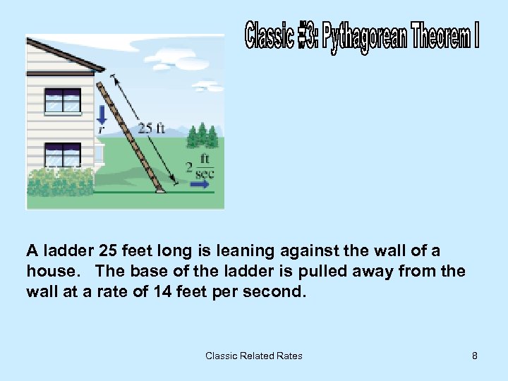 A ladder 25 feet long is leaning against the wall of a house. The