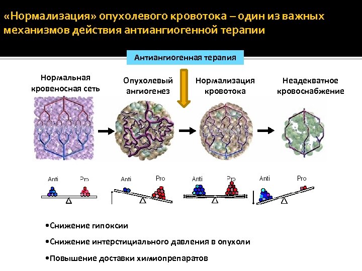  «Нормализация» опухолевого кровотока – один из важных механизмов действия антиангиогенной терапии Антиангиогенная терапия