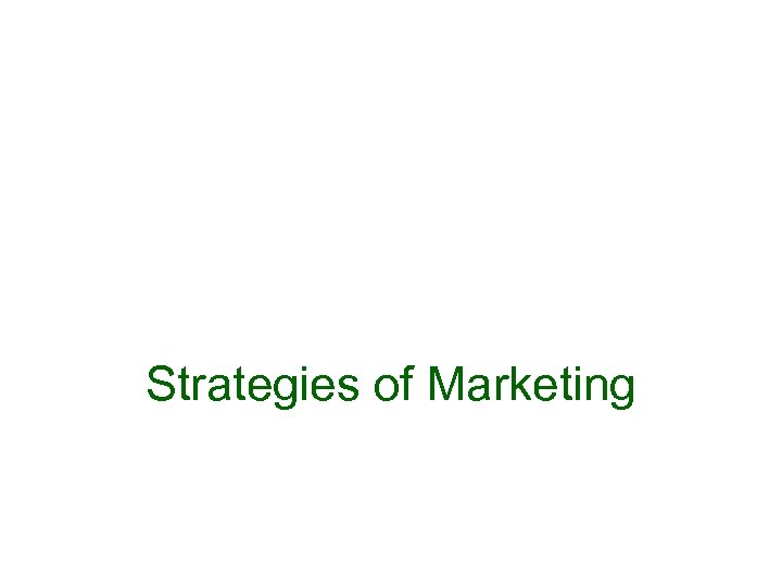 Strategies of Marketing 