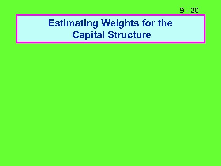 9 - 30 Estimating Weights for the Capital Structure 