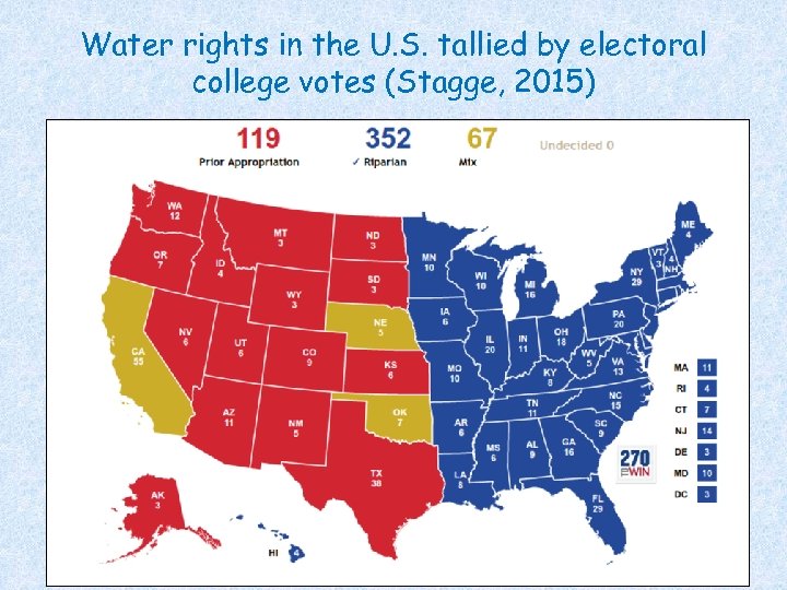 Water rights in the U. S. tallied by electoral college votes (Stagge, 2015) CEE