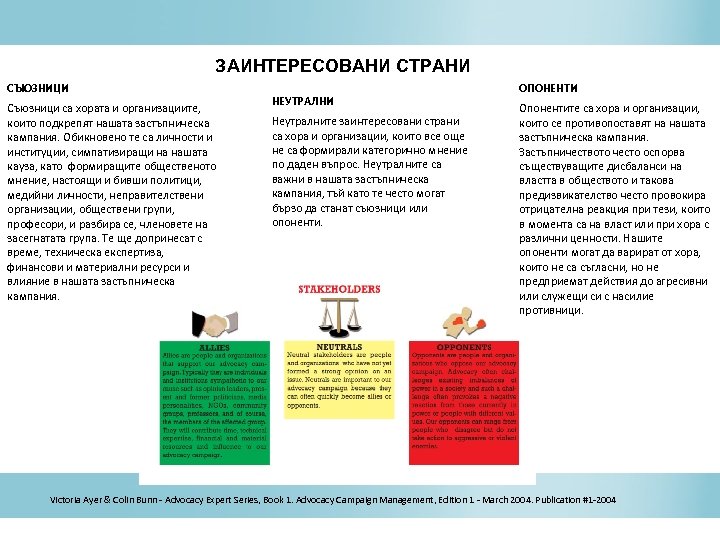 ЗАИНТЕРЕСОВАНИ СТРАНИ СЪЮЗНИЦИ Съюзници са хората и организациите, които подкрепят нашата застъпническа кампания. Обикновено