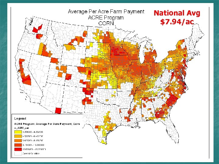 National Avg $7. 94/ac 