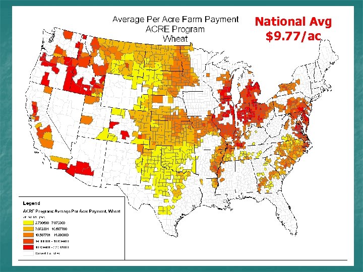 National Avg $9. 77/ac 