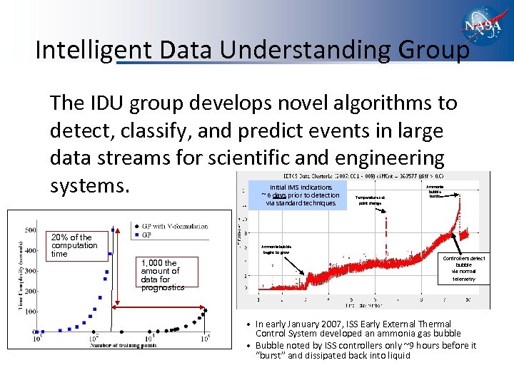 Intelligent Data Understanding Group The IDU group develops novel algorithms to detect, classify, and
