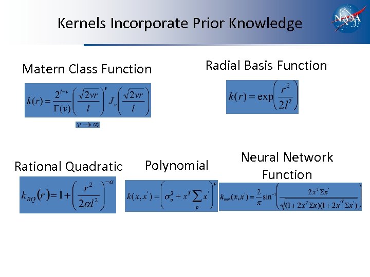 Kernels Incorporate Prior Knowledge Matern Class Function Rational Quadratic Radial Basis Function Polynomial Neural