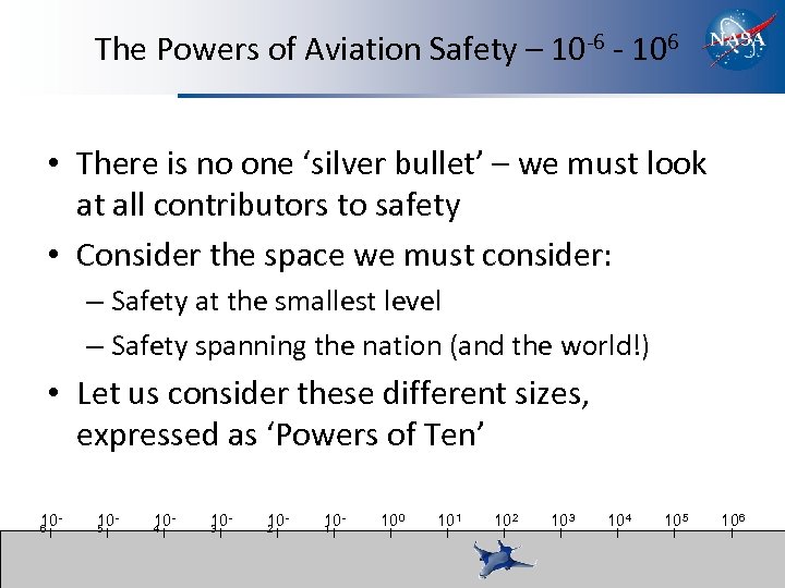 The Powers of Aviation Safety – 10 -6 - 106 • There is no
