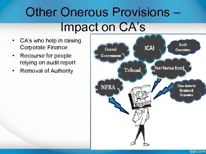 Other Onerous Provisions – Impact on CA’s • CA’s who help in raising Corporate