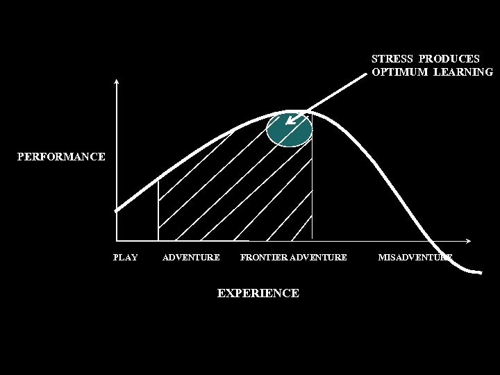 STRESS PRODUCES OPTIMUM LEARNING PERFORMANCE PLAY ADVENTURE FRONTIER ADVENTURE EXPERIENCE MISADVENTURE 
