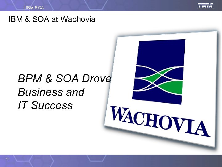 IBM SOA IBM & SOA at Wachovia BPM & SOA Drove Business and IT