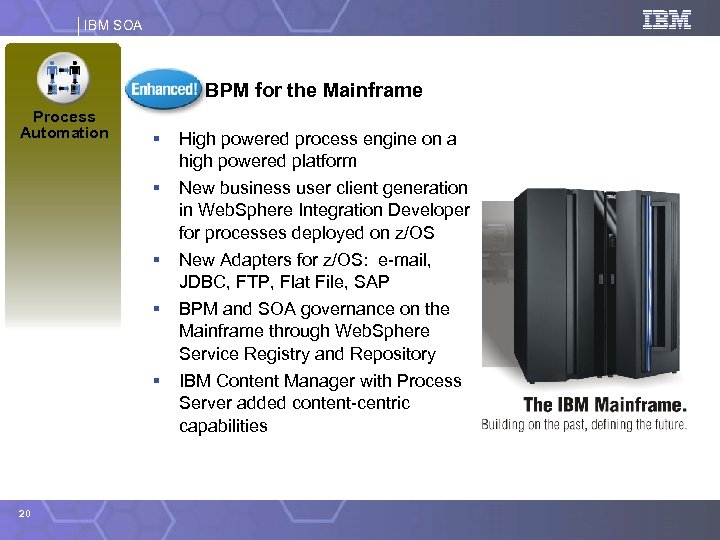 IBM SOA BPM for the Mainframe Process Automation § § § 20 High powered