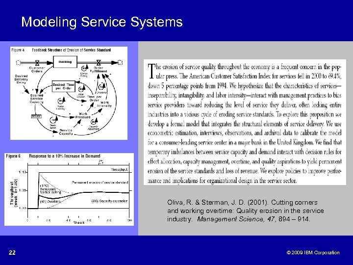 Modeling Service Systems Oliva, R. & Sterman, J. D. (2001). Cutting corners and working