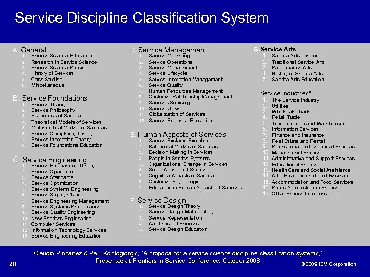 Service Discipline Classification System A. General 1. 2. 3. 4. 5. 6. Service Science