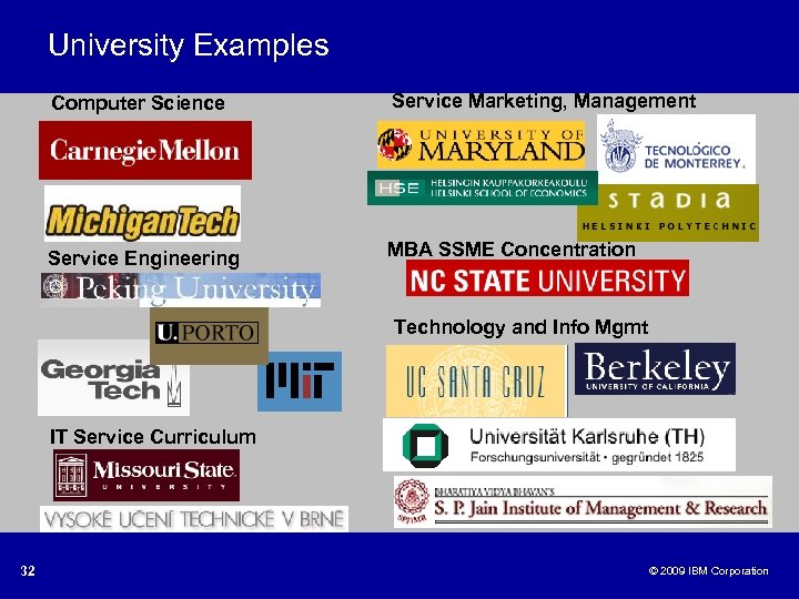 University Examples Computer Science Service Marketing, Management Service Engineering MBA SSME Concentration Technology and
