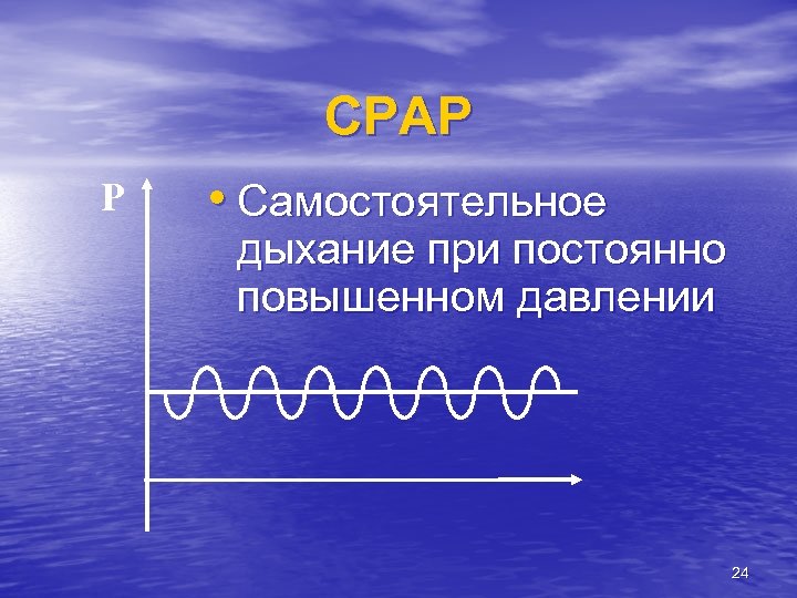 CPAP P • Самостоятельное дыхание при постоянно повышенном давлении 24 