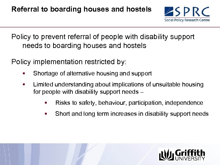 Referral to boarding houses and hostels Policy to prevent referral of people with disability