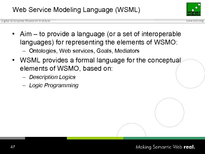 Web Service Modeling Language (WSML) • Aim – to provide a language (or a