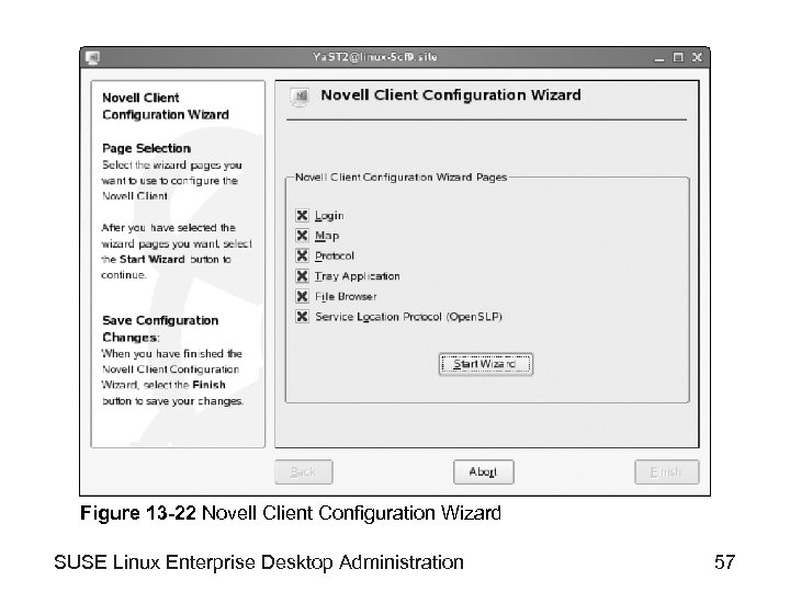 Figure 13 -22 Novell Client Configuration Wizard SUSE Linux Enterprise Desktop Administration 57 