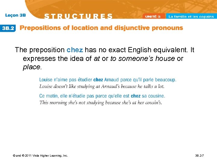The preposition chez has no exact English equivalent. It expresses the idea of at