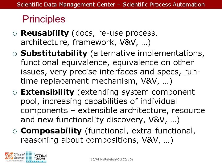 Scientific Data Management Center – Scientific Process Automation Principles ¡ ¡ Reusability (docs, re-use