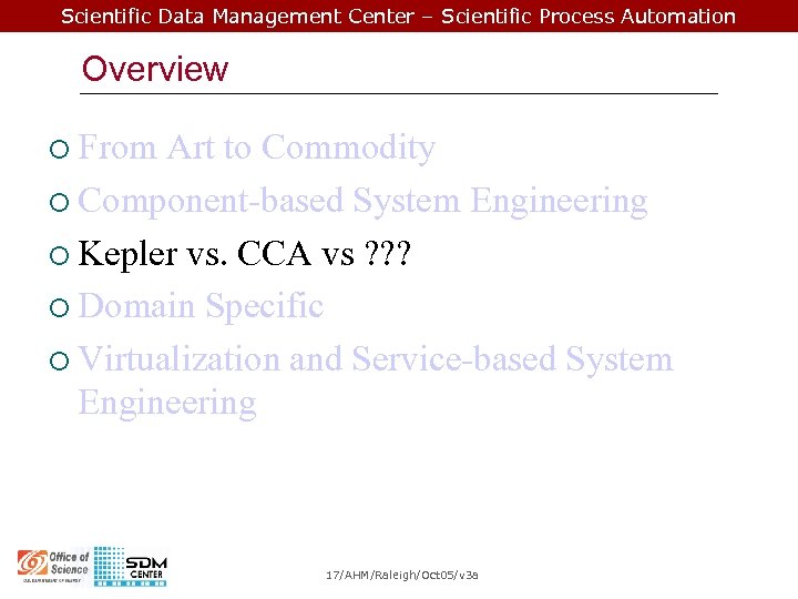 Scientific Data Management Center – Scientific Process Automation Overview ¡ From Art to Commodity