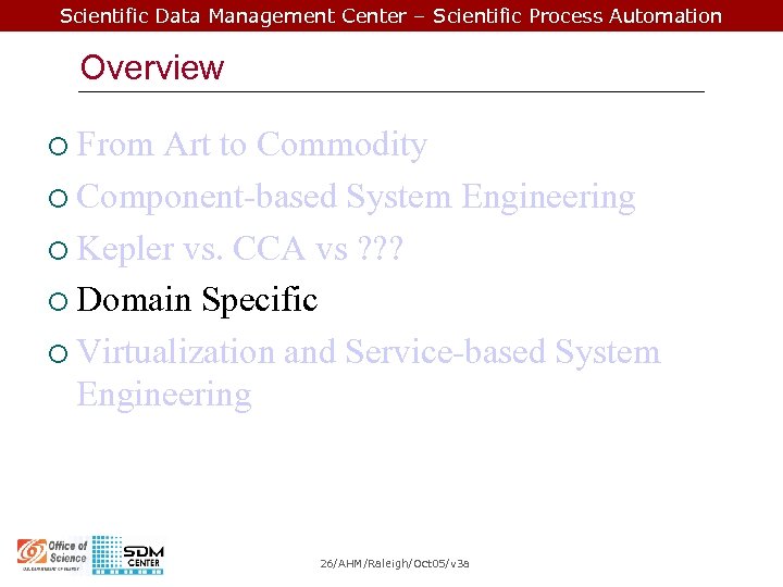 Scientific Data Management Center – Scientific Process Automation Overview ¡ From Art to Commodity