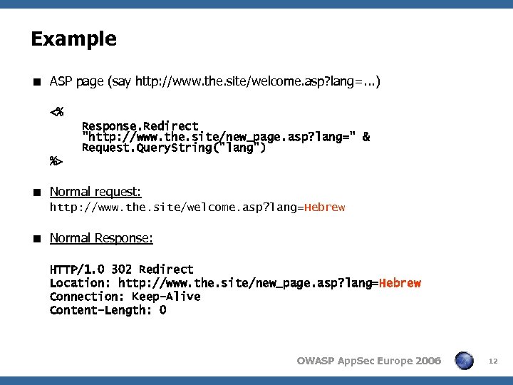Example < ASP page (say http: //www. the. site/welcome. asp? lang=. . . )