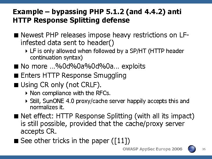 Example – bypassing PHP 5. 1. 2 (and 4. 4. 2) anti HTTP Response