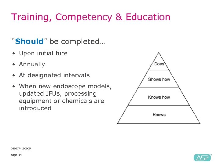 Training, Competency & Education “Should” be completed… • Upon initial hire • Annually •