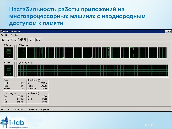 Нестабильность работы приложений на многопроцессорных машинах с неоднородным доступом к памяти 10/17/10 