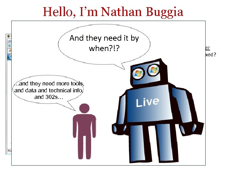 Hello, I’m Nathan Buggia And they need it by when? !? Webmaster Center •