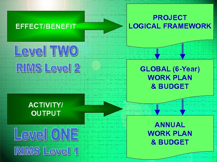 EFFECT/BENEFIT PROJECT LOGICAL FRAMEWORK GLOBAL (6 -Year) WORK PLAN & BUDGET ACTIVITY/ OUTPUT ANNUAL