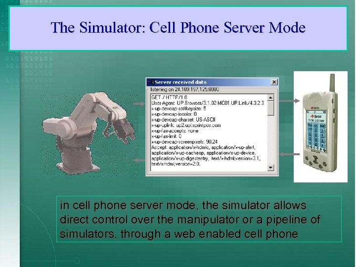 The Simulator: Cell Phone Server Mode in cell phone server mode, the simulator allows