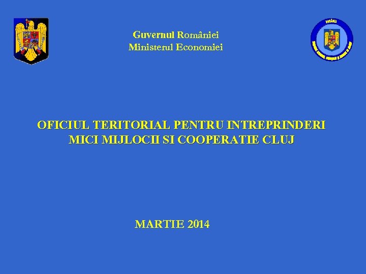 Guvernul României Ministerul Economiei OFICIUL TERITORIAL PENTRU INTREPRINDERI MICI MIJLOCII SI COOPERATIE CLUJ MARTIE