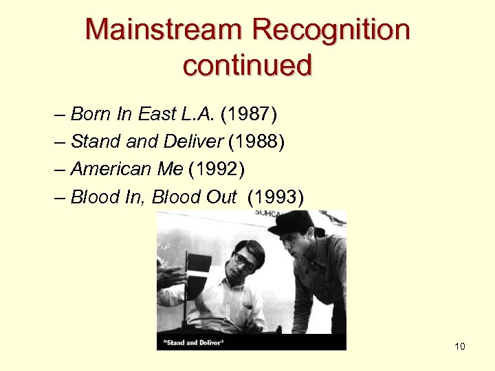 Mainstream Recognition continued – Born In East L. A. (1987) – Stand Deliver (1988)