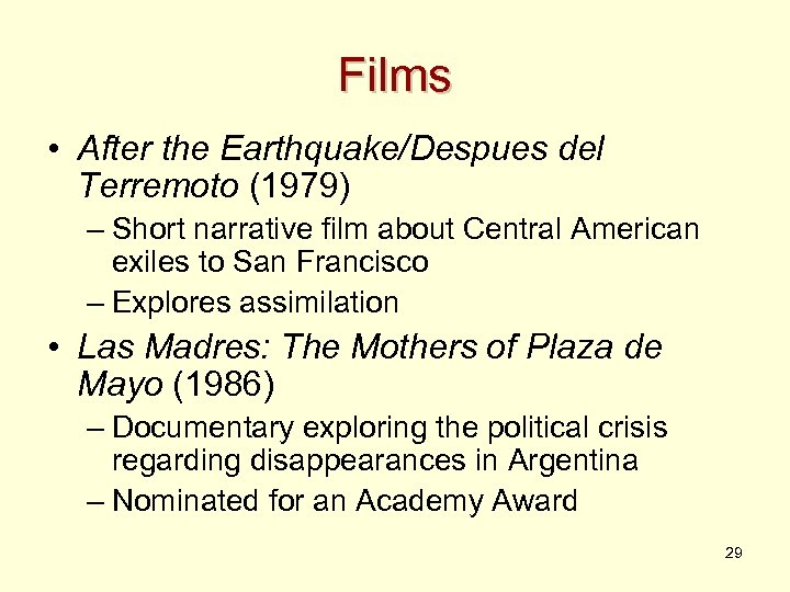 Films • After the Earthquake/Despues del Terremoto (1979) – Short narrative film about Central