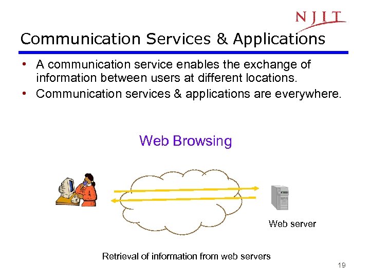 Communication Services & Applications • A communication service enables the exchange of information between