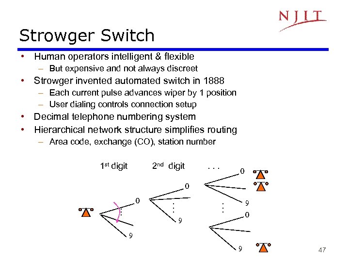 Strowger Switch • Human operators intelligent & flexible – But expensive and not always