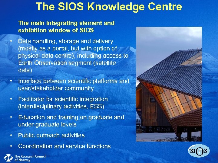The SIOS Knowledge Centre Click to edit Master title style The main integrating element
