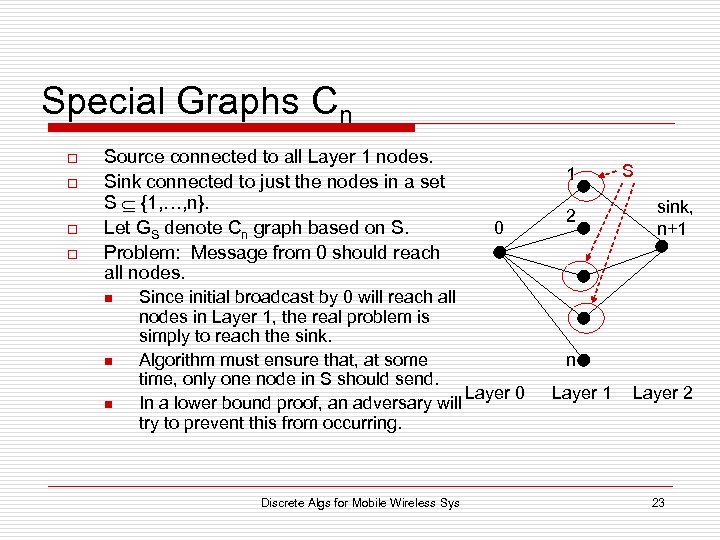 Special Graphs Cn o o Source connected to all Layer 1 nodes. Sink connected