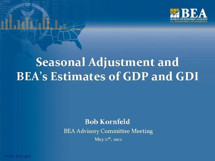 Seasonal Adjustment and BEA’s Estimates of GDP and GDI Bob Kornfeld BEA Advisory Committee