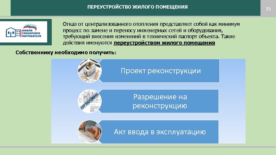 ПЕРЕУСТРОЙСТВО ЖИЛОГО ПОМЕЩЕНИЯ Отказ от централизованного отопления представляет собой как минимум процесс по замене