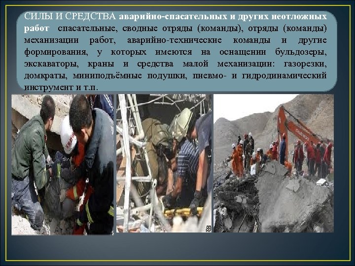 СИЛЫ И СРЕДСТВА аварийно-спасательных и других неотложных работ спасательные, сводные отряды (команды), отряды (команды)
