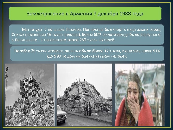 Землетрясение в Армении 7 декабря 1988 года Магнитуда 7 по шкале Рихтера. Полностью был