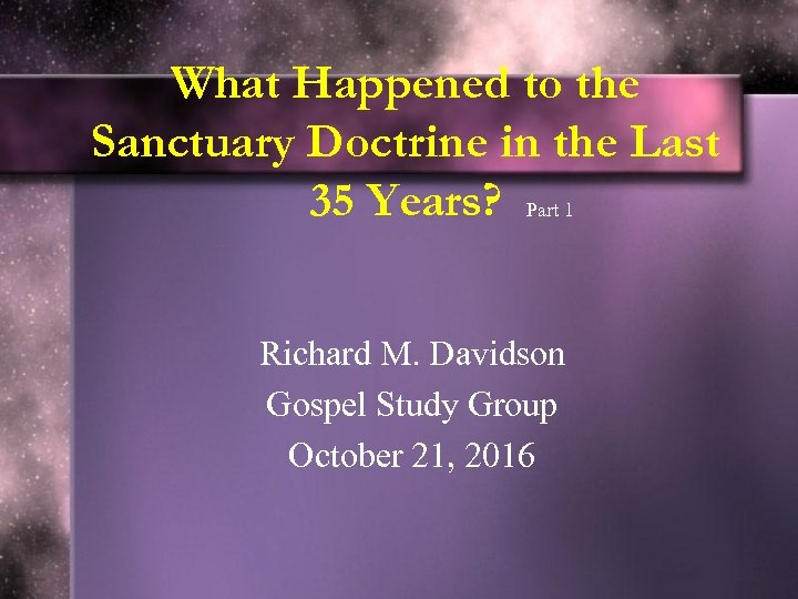 What Happened to the Sanctuary Doctrine in the Last 35 Years? Part 1 Richard