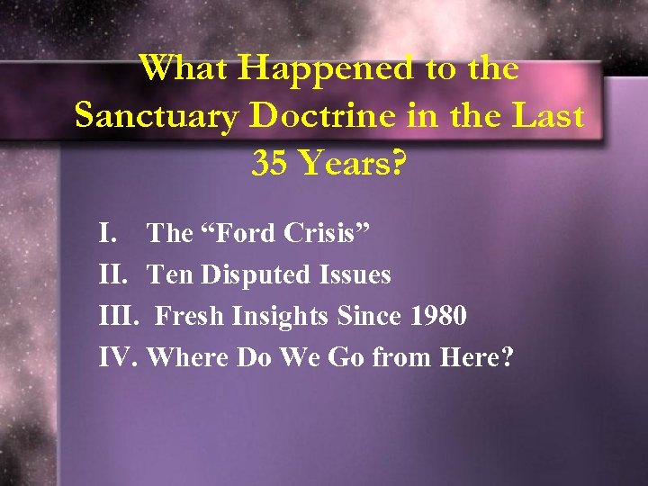 What Happened to the Sanctuary Doctrine in the Last 35 Years? I. The “Ford