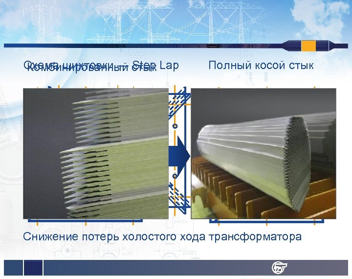 Схема шихтовки — стык Lap Комбинированный Step Полный косой стык Ярмо верхнее Ярмо нижнее