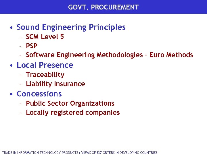 GOVT. PROCUREMENT • Sound Engineering Principles – SCM Level 5 – PSP – Software